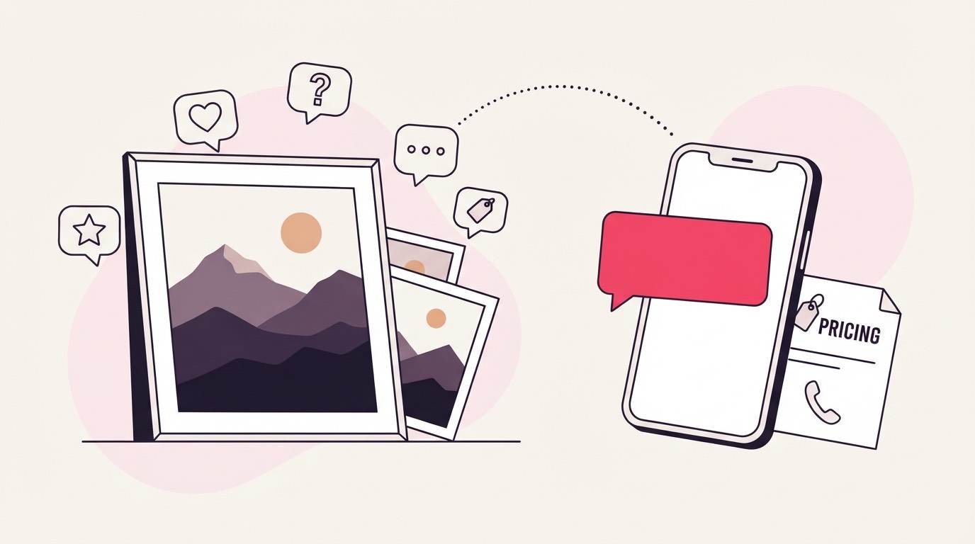 Instagram photography enquiry: a portfolio comment receives the session guide