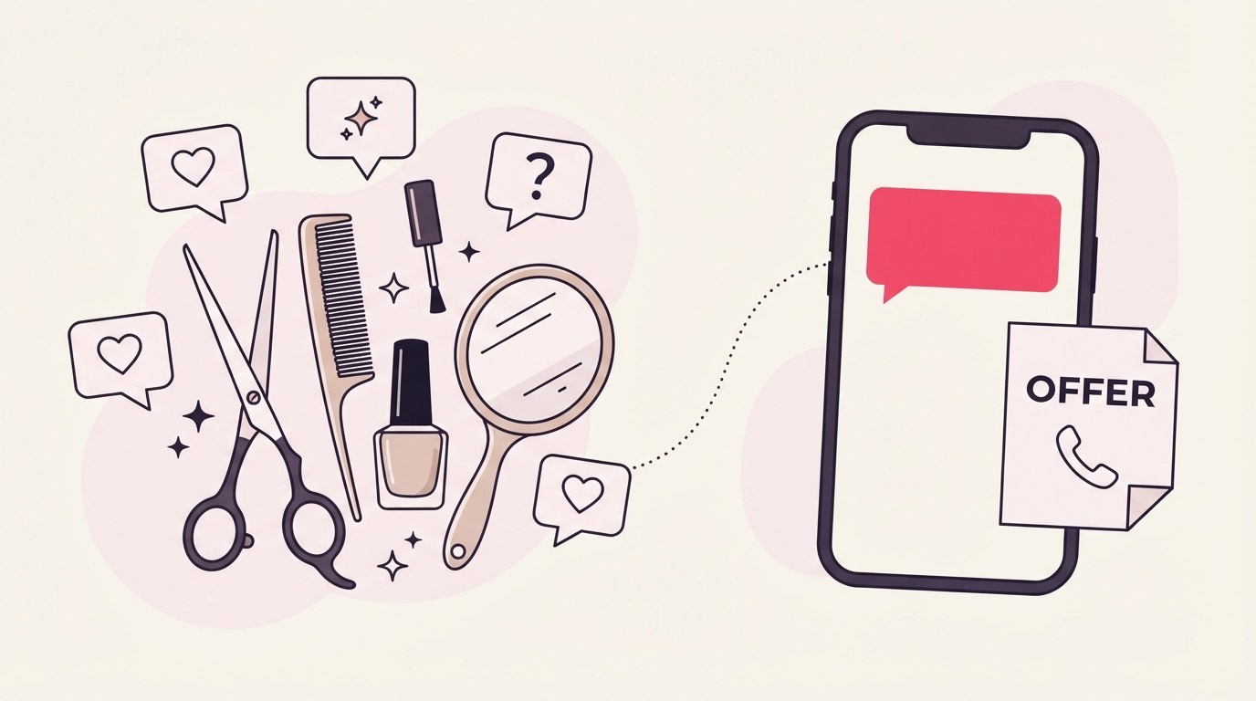 Instagram salon enquiry: a service-post request receives appointment information